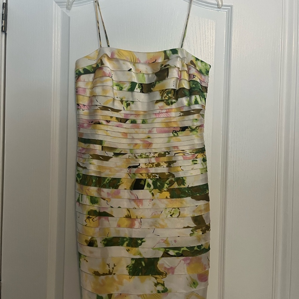 JS Collections Cream Spaghetti Strap Sheath Dress Cocktail